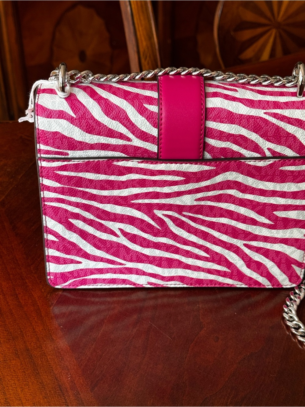 MICHAEL KORS Hot Pink and White Zebra Print Chain Crossbody - Picture 3 of 8